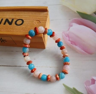 Minerální náramek dračí achát s ozdobami (BC326)