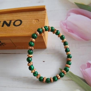 Minerální náramek malachit s ozdobami (BC329)