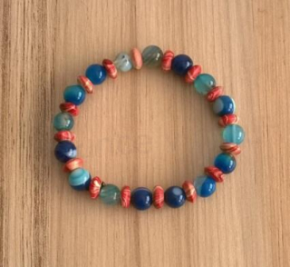 Minerální náramek achát s ozdobami (BC340)