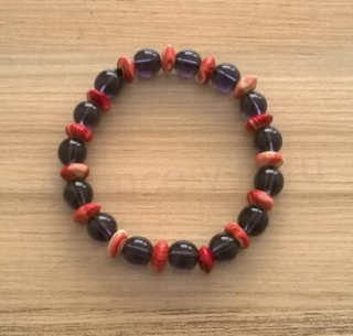 Minerální náramek ametyst s ozdobami (BC342)