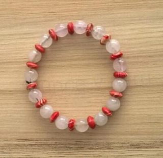 Minerální náramek růženín s ozdobami (BC347)