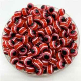 Plastový korálek Oko 6 mm | červeno oranžové (AC143)