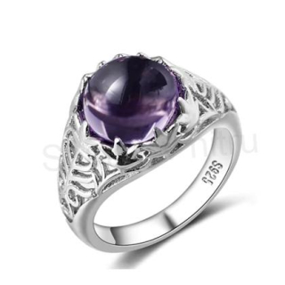 Postříbřený prsten Ametyst (BE113)