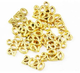 Přívěsek rok 2020 ve starozlatém provedení, 10 × 14 mm (AA182)