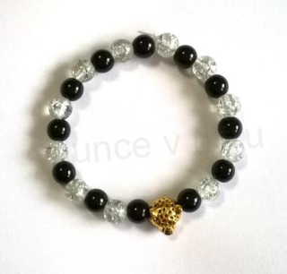  Minerální Náramek Křišťál, Onyx s přívěskem Zvířete (BC50)