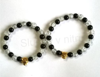  Minerální Náramek Křišťál, Onyx s přívěskem Zvířete (BC50)