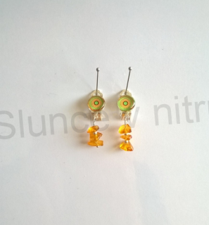 Náušnice klipsy s Jantarem 10 x 35 mm (BB179)