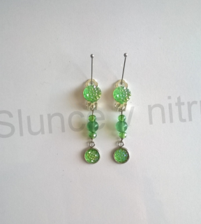 Náušnice klipsy s aventurínem 10 x 10 mm (BB184)