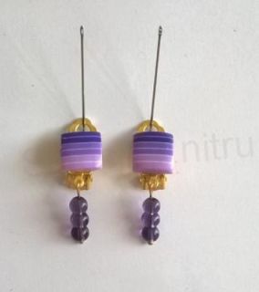 Minerální náušnice klipsy s ametystem (BB193)