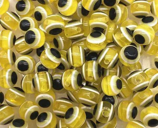 Plastový korálek Oko 8 mm | žluté (AC166)
