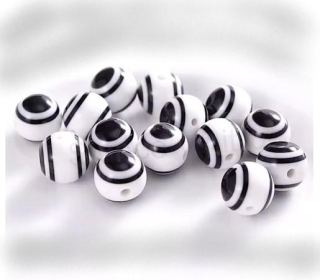 Plastový korálek Oko 8 mm | bílé (AC169)