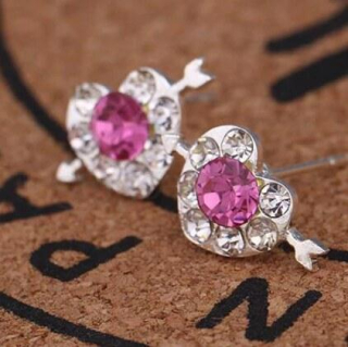 Puzetové náušnice srdíčka se zirkony (BB34)