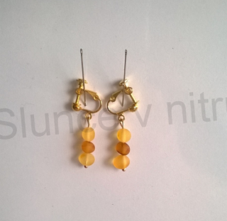 Náušnice klipsy s Baltským jantarem šroubovací klypsi (BB222)