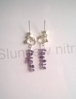 Náušnice klipsy s ametystem šroubovací (BB233)
