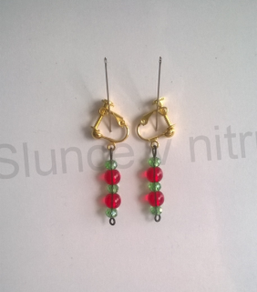 Náušnice klipsy s granátem šroubovací (BB240)