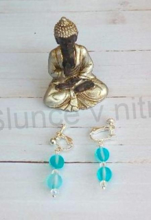 Minerální pozlacené náušnice Měsíční kámen (BB244)