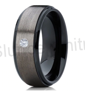 Pánský prsten z chirurgické oceli se zirkonem (BP270)