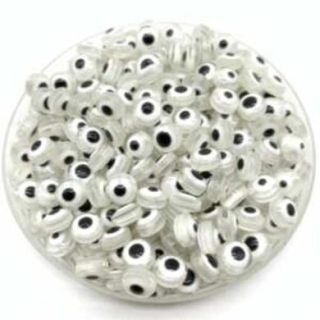 Plastový korálek Oko 5 x 8 mm | bílo šedé (AC193)