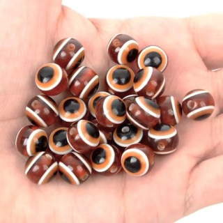 Plastový korálek Oko 10 mm | oranžově tmavý (AC199)