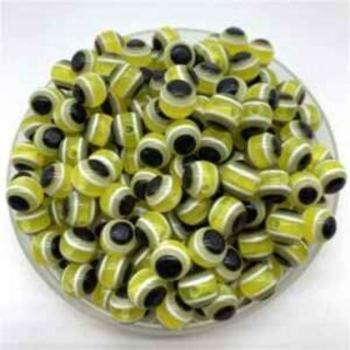 Plastový korálek Oko 10 mm | žluto zelené (AC202)