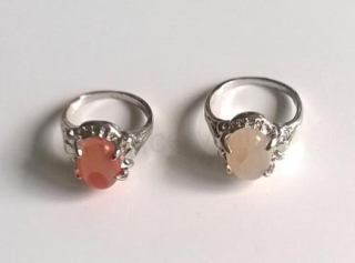 Minerální prsten s achátem postříbřeno (X177)