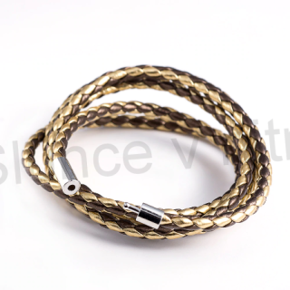 Kožený náramek ručně pletený velký (BC390)