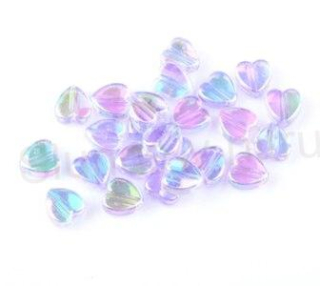 Fialové plastové srdíčko AB - 9 x 8,5 mm 10 kusů (AC205)