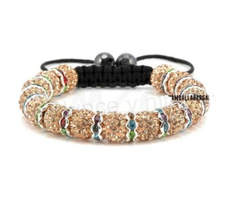 Shamballa náramek s medovými pave korálky Swarovski – luxusní (BC397)