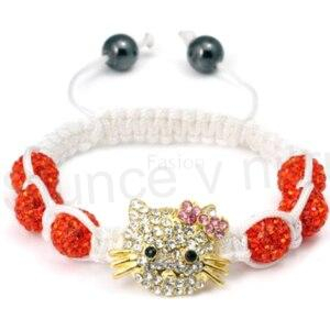 Náramek shamballa s korálky Swarovski elements oranžový (BC400)