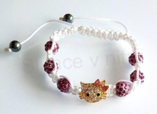 Náramek shamballa s korálky Swarovski elements fialový (BC400)