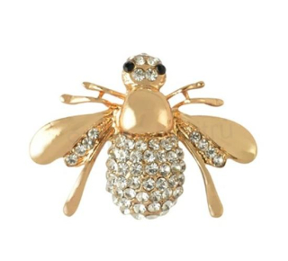 Brož s kamínky Swarovski Elements – včela, zlatá (HB56)