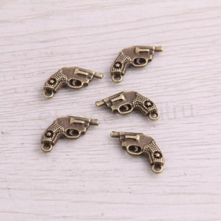 Přívěšek pistole – starobronz 13 ×16 mm (AA229)