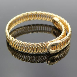 Nastavitelný geometrický kroucený náramek - pozlacený (BC55)