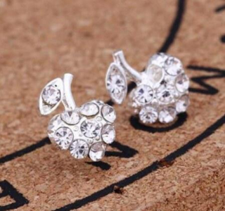 Puzetové Náušnice Jablíčko se zirkony (BB49)