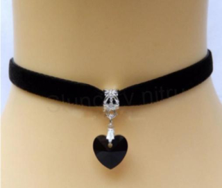 Náhrdelník choker Swarovski srdce černé (BD179)