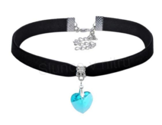 Náhrdelník choker Swarovski srdce modré (BD179)