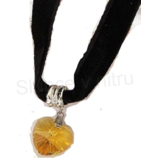 Náhrdelník choker Swarovski srdce žluté (BD179)