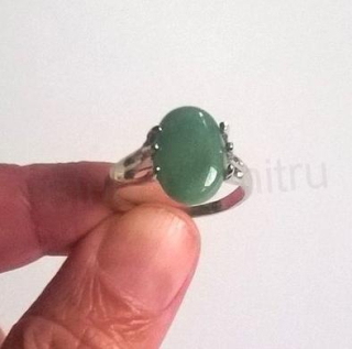 Minerální prsten s aventurínem postříbřeno (X181)