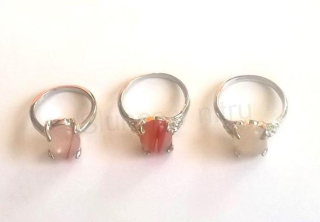 Minerální prsten s achátem postříbřeno (X187)