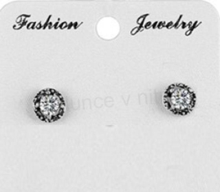 Postříbřené Bohemia náušnice s krystalem CZ – kulaté (BB254)  