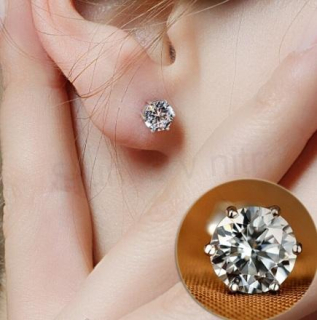 Puzetové postříbřené náušnice se zirkonem – čiré, 4,9 mm (BB255)  