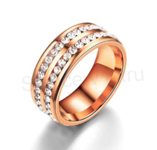 Růžový prsten z chirurgické oceli a zirkony (BP40)