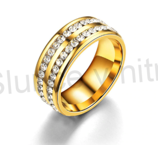 Zlatý prsten z chirurgické oceli a zirkony (BP38)