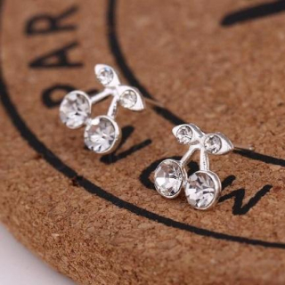 Puzetové náušnice třešně s čirým zirkonem (BB56)