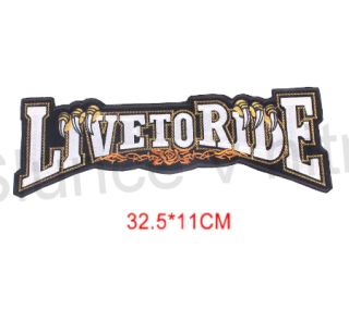 Moto nášivka Live to Ride - bílá velká (C261)