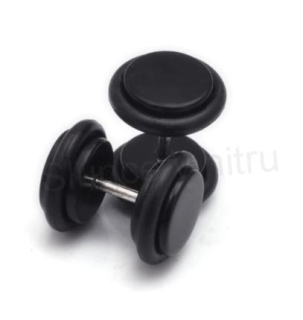 Falešný plug do ucha z chirurgické oceli – černý (BB263)