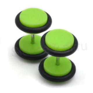 Falešný plug do ucha z chirurgické oceli – zelený (BB263)