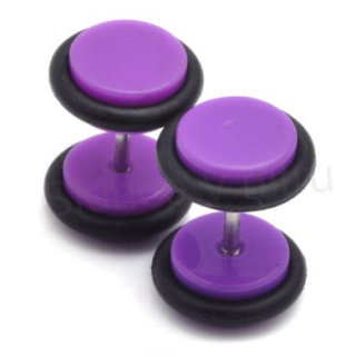 Falešný plug do ucha z chirurgické oceli – fialový (BB263)