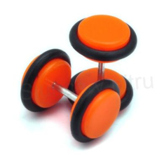 Falešný plug do ucha z chirurgické oceli – oranžový (BB263)