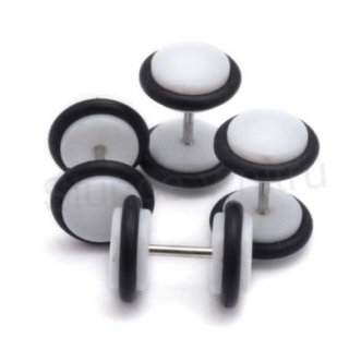 Falešný plug do ucha z chirurgické oceli – bílý (BB263)